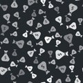 Grey Money bag icon isolated seamless pattern on black background. Dollar or USD symbol. Cash Banking currency sign Royalty Free Stock Photo