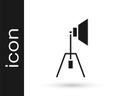 Grey Movie spotlight icon isolated on white background. Light Effect. Scene, Studio, Show. Vector Illustration Royalty Free Stock Photo