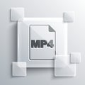 Grey MP4 file document. Download mp4 button icon isolated on grey background. MP4 file symbol. Square glass panels Royalty Free Stock Photo