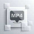 Grey MP4 file document. Download mp4 button icon isolated on grey background. MP4 file symbol. Square glass panels Royalty Free Stock Photo