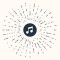 Grey Music note, tone icon isolated on beige background. Abstract circle random dots. Vector