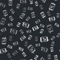 Grey Music player icon isolated seamless pattern on black background. Portable music device. Vector Royalty Free Stock Photo