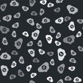 Grey Music streaming service icon isolated seamless pattern on black background. Sound cloud computing, online media Royalty Free Stock Photo