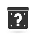 Grey Mystery box or random loot box for games icon isolated on white background. Question mark. Unknown surprise box Royalty Free Stock Photo