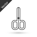 Grey Nail scissors icon isolated on white background. Manicure and pedicure scissors. Vector Royalty Free Stock Photo