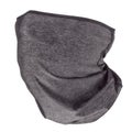 Grey neck gaiters three quarters view isolated with clipping path