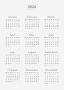 Grey Neutral Elegance Modern 2024 Start On Monday Calendar Document - 1