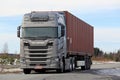 Grey Next Generation Scania Semi Trailer Parked Royalty Free Stock Photo