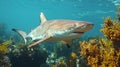grey nurse shark underwater eating Royalty Free Stock Photo