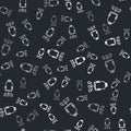 Grey Office chair icon isolated seamless pattern on black background. Vector Royalty Free Stock Photo