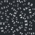 Grey Office desk icon isolated seamless pattern on black background. Vector Royalty Free Stock Photo