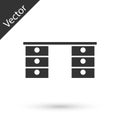 Grey Office desk icon isolated on white background. Vector Royalty Free Stock Photo
