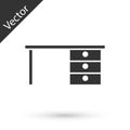 Grey Office desk icon isolated on white background. Vector Royalty Free Stock Photo