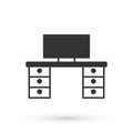 Grey Office desk icon isolated on white background. Vector Royalty Free Stock Photo