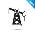 Grey Oil pump or pump jack icon isolated on white background. Oil rig. Vector Royalty Free Stock Photo