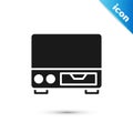 Grey Old video cassette player icon isolated on white background. Old beautiful retro hipster video cassette recorder Royalty Free Stock Photo