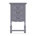 Grey old vintage bedside table. Vector illustration in flat style Royalty Free Stock Photo