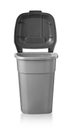 Grey open garbage bin