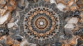 Grey and Orange Abstract Mandala Pattern Design Royalty Free Stock Photo