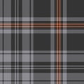 Grey orange plaid pattern vector. Herringbone seamless textured check plaid for flannel shirt, skirt.