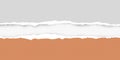Grey and orange squared ripped horizontal paper are on white background. Vector illustration