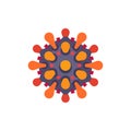 Grey and orange virus flat icon. SARS-CoV-2 novel coronavirus vector illustration