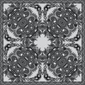 Grey ornamental floral paisley bandanna