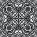 Grey ornamental floral paisley bandanna.