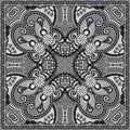 Grey ornamental floral paisley bandanna