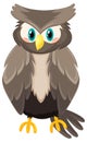 Grey owl bird in cartoon style Royalty Free Stock Photo