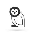 Grey Owl bird icon isolated on white background. Animal symbol. Vector Royalty Free Stock Photo