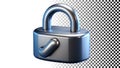 Grey padlock security symbol representing basic protection access control png transparent image Generative AI