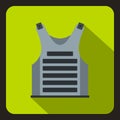 Grey paintball vest icon, flat style