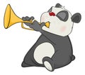 Illustration of a Cute Panda Trumpeter. Cartoon Character