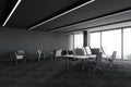 Grey panoramic open space office corner Royalty Free Stock Photo