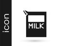 Grey Paper package for milk icon isolated on white background. Milk packet sign. Vector Illustration Royalty Free Stock Photo