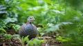 Partridge Gray in the morning in the forest