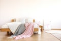 Blankets thrown on bed Royalty Free Stock Photo