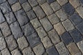 Grey paving stone texture on Red Square in Moscow, pedestrian walkway. Top view. Cement brick squared stone floor Royalty Free Stock Photo