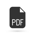 Grey PDF file document. Download pdf button icon isolated on white background. PDF file symbol. Vector Royalty Free Stock Photo