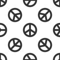 Grey Peace icon isolated seamless pattern on white background. Hippie symbol of peace. Vector Illustration Royalty Free Stock Photo