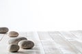 Grey pebbles for meditation, mindfulness, mineral spa or white emptiness Royalty Free Stock Photo