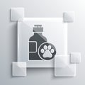 Grey Pet shampoo icon isolated on grey background. Pets care sign. Dog cleaning symbol. Square glass panels. Vector Royalty Free Stock Photo