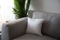 Grey pillow on grey sofa Royalty Free Stock Photo