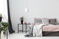 Grey and pink bedroom interior Royalty Free Stock Photo