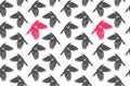 Grey-pink crows pattern