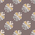 Grey , pink and mustard tribal abstract seamless pattern on brown background.