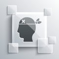 Grey Pirate captain icon isolated on grey background. Square glass panels. Vector