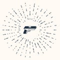 Grey Pistol or gun icon isolated on beige background. Police or military handgun. Small firearm. Abstract circle random Royalty Free Stock Photo