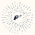 Grey Pistol or gun icon isolated on beige background. Police or military handgun. Small firearm. Abstract circle random Royalty Free Stock Photo